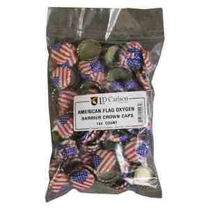 American Flag Oxygen Barrier Crown Caps - 144 Count